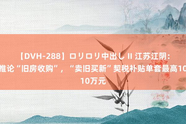 【DVH-288】ロリロリ中出し II 江苏江阴：猖狂推论“旧房收购”，“卖旧买新”契税补贴单套最高10万元