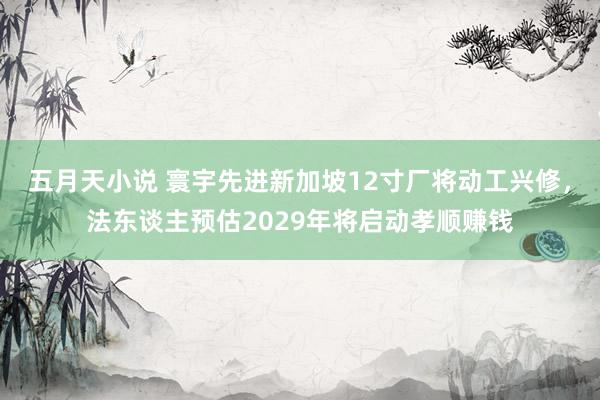 五月天小说 寰宇先进新加坡12寸厂将动工兴修，法东谈主预估2029年将启动孝顺赚钱