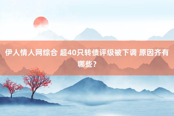 伊人情人网综合 超40只转债评级被下调 原因齐有哪些？