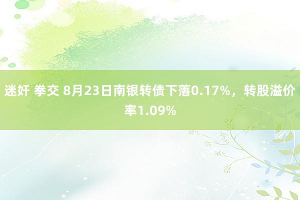 迷奸 拳交 8月23日南银转债下落0.17%，转股溢价率1.09%