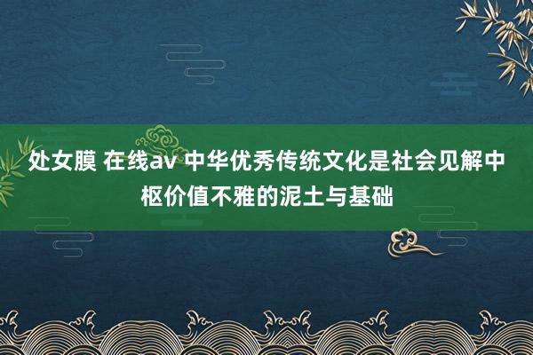 处女膜 在线av 中华优秀传统文化是社会见解中枢价值不雅的泥土与基础